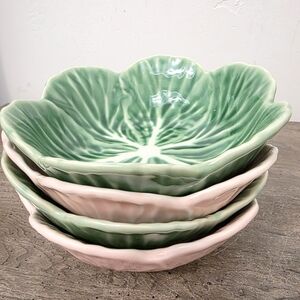 This listing is for 4 Hobby Lobby Cabbage Rose Leaf Bowls 2 pink & 2 green bowls